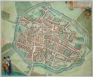 Plán Dovay, z „Civitates Orbis Terrarum“ od Georga Brauna (1541-1622) a Franse Hogenburga (1535-90), kolem roku 1572 (barevná rytina)