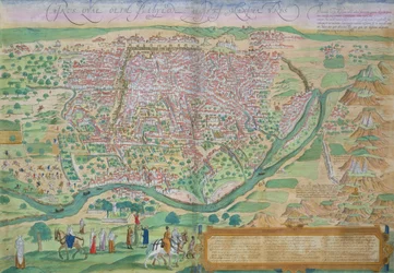 Mapa Káhiry z knihy "Civitates Orbis Terrarum" od Georga Brauna (1541-1622) a Franse Hogenberga (1535-90), asi 1572