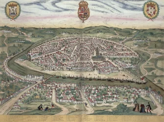 Mapa Sevilly, z díla „Civitates Orbis Terrarum“ od Georga Brauna (1541-1622) a Franse Hogenberga (1535-90), kolem 1572-1617