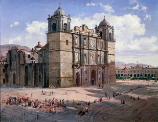 Pohled na Cathedrale of Oaxaca, Mexiko (malba