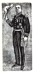 Portrét Porfiria Diaze (1828-1915), prezidenta Mexické republiky. Xylografie od Jose Guadalupe Inn (1852-1913).