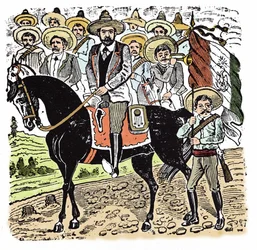 Mexická revoluce (1910-1920): Portrét Francisca Indalecia Madera (1873-1913), mexického revolucionáře. Dřevoryt od José Guadalupe Posady (1852-1913).