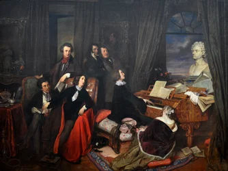 Franz Liszt fantazírující u klavíru, 1840