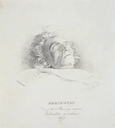 Ludwig van Beethoven (1770-1827) na smrtelném loži, 28. března 1827