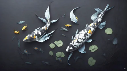 malba inkoustem: Koi-Karpfish_white marble_05