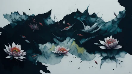 malba tuší: waterlili-black_02
