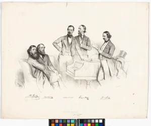Skupinový portrét: Anton Storch, Carl Binder, Anton Emil Titl, Franz von Suppé, Heinrich Proch
