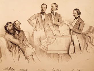 Skupinový portrét vídeňských hudebníků a skladatelů: Franz von Suppe
