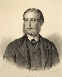 Portrét Ferdinanda Bonaventury, knížete Kinského (1834-1904). Rytina Josefa Kriehubera