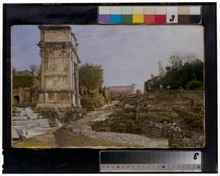 Forum Romanum Tituksen kaaren ja Colosseumin kanssa