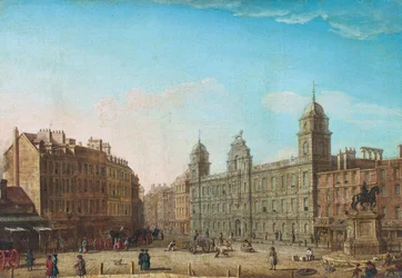 Pohled na Northumberland House (olej na tištěném podkladu)