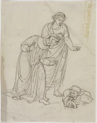 Vlastizrádci v ledu, hrabě Ugolino a arcibiskup Ruggieri, kteří se navzájem trhají na kusy (Dante, Peklo, zpěv 33, V 109)