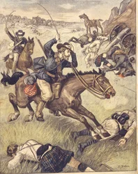 Boer commando attacking British patrol during Anglo-Zulu and Anglo-Boer Wars of 1850-1902, illustration   1423331   cs       czech Successfully Translated  Original: Ancient Gaul. Map. Translat: Ancient Gaul. Map. 1423253 cs czech Successfully Translated O