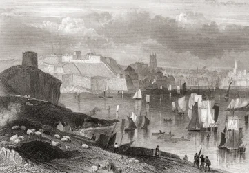 Plymouth, Devon, pohled z hory Batten (print)