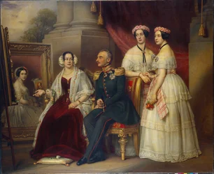 Rodinný portrét Josefa, vévody ze Saxe Altenburg (Saxe-Altenburg) (1789-1868) - obraz Josepha Karla Stielera (1781-1858), olej na plátně