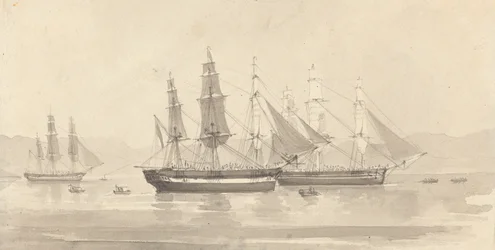Tři lodě s výstrojí připomínající barque