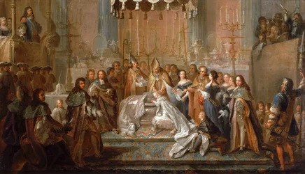 Křest dauphina Ludvíka, syna Ludvíka XIV., slavený v Saint-Germain-en-Laye, 24.