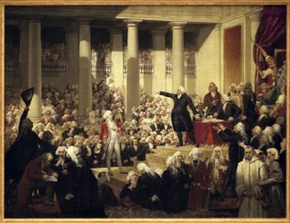 Francouzská revoluce: Honoré Gabriel (Honoré-Gabriel) Riqueti, hrabě z Mirabeau (1749-1791), před Monsieur Henri Evrardem (Henri-Evrardem), markýzem z Dreux Brézé (Dreux-Brézé) (1762-1829), ve shromáždění poslanců, 23. června