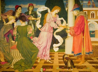 Beauty Receiving the White Rose od svého otce, 1899.