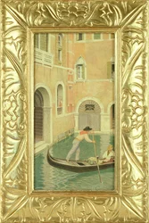 Rio della Guerra, Benátky, 1921 (wc nebo tempera přes tužku na kartě)