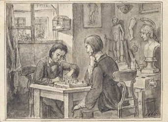 Šachisté v ateliéru sochaře