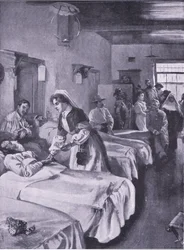 Búrští vězni v Palace Hospital v Simonstown, ilustrace z Po Pretorii: Guerilla War, 1902