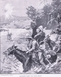 McAdams úprk pro Zand Drift, z After Pretoria: The Guerilla War vydané Harmsworth Bros Limited, 1901