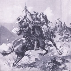 Zajetí Field-Cornet Swanepoel, ilustrace z After Pretoria: The Guerilla War, 1902