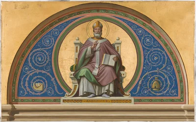 Skica kostela Saint-Ambroise: Ambroise, asi 1866 (olej na plátně)