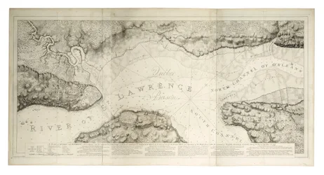 Plán Quebecu a jeho okolí s obranou, asi 1781 (kolorovaná rytina)