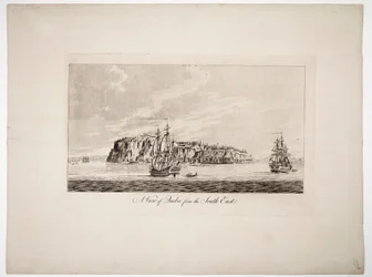 Pohled na Quebec od jihovýchodu, asi 1781 (kolorovaná rytina)