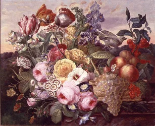Zátiší s květinami a hrozny, 1880