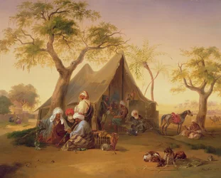 Šejkové pijící kávu před stanem, 1842