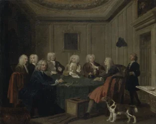A Club of Gentlemen, cca 1730 (olej na plátně)