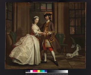 Pamela a pan B. v letním domě, z knihy „Pamela: or Virtue Rewarded“ od Samuela Richardsona (1689-1761), publikovaná 1740, kolem roku 1744