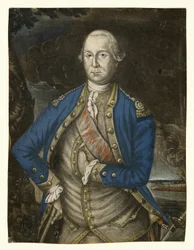 Jeho Excelence George Washington Esquire, hospoda. 1776 (ručně kolorovaná rytina)