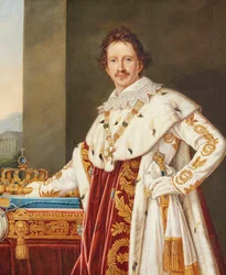 Portrét Ludvíka I. Bavorského 1786-1868 v rouchu pomazání.