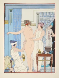 Lékařská masáž, ilustrace z knihy „Díla Hippokratova“, 1934