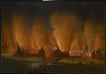 Požár ve čtvrti Saint-Jean, při pohledu na západ, 1848