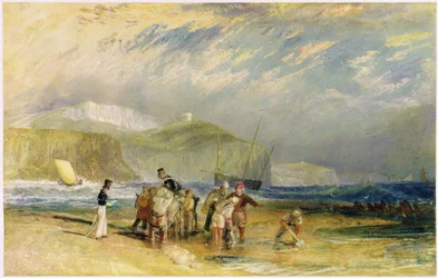 Folkestone Harbour and Coast to Devon, c.1830 (Wc a kvaš na papíře)