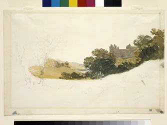 Linlithgow Palace, Skotsko (akvarel přes tužku na bílém papíře)
