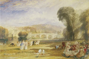 Richmond Hill and Bridge, Surrey, cca 1831 (akvarel na papíře)