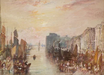 River Scene, Le Havre, cca 1832 (akvarel)