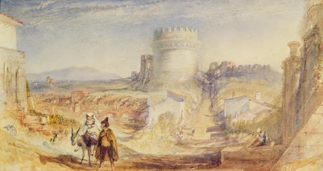 Řím, hrobka Cecilie Metella, kolem roku 1824 (akvarel na papíře)