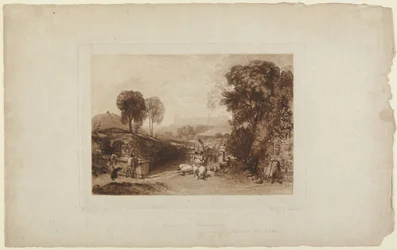 Mytí ovcí, hrad Windsor (z Liber Studiorum)