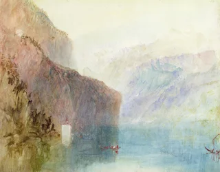 Tellova kaple, Lucernské jezero, kolem roku 1841 (akvarel perem na papíře)