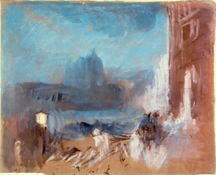 Santa Maria della Salute, Benátky, v noci, 1840
