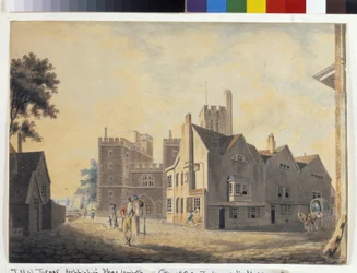 Pohled na Arcibiskupský palác, Lambeth (akvarel na bílém papíře)