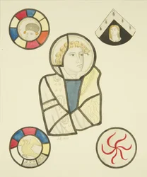 Vitráže v severním okně kněžiště St Mary Redcliffe (akvarel na papíře)