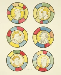 Vitráže v severním okně lodi St Mary Redcliffe (akvarel na papíře)